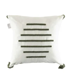 IZMIR Textile·Coussins|Coussin en lin à pompons – rayures en bouclette marron