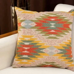 IZMIR Textile·Coussins|Coussin gris et jaune zébré – entretien facile