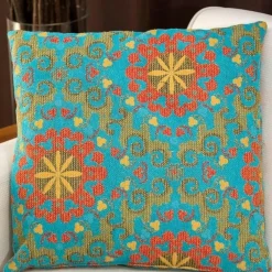 IZMIR Textile·Coussins|Coussin rétro – motifs floraux stylisés