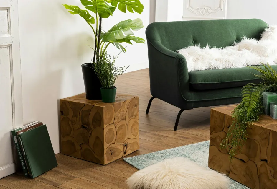 OTTAWA Bouts De Canapé En Bois|Cube en bois de teck