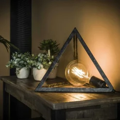 RALF Lampes À Poser·Lampe Style Industriel|Cube lumineux industriel finition argent vieilli