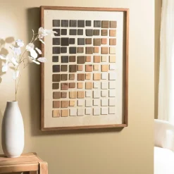 DENVER Univers Déco·Maison De Campagne|Décorations Murales|Décoration murale bois et tissu décor 3 mosaïques 42 x 62 cm