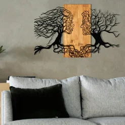 Décorations Murales|Décoration murale chambre – visages stylisés métal et bois