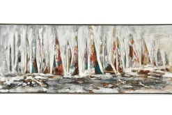 Univers Déco·Design Contemporain|Décorations Murales|Décoration murale en métal visage et formes bleues et or