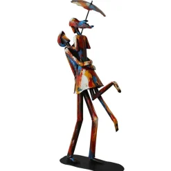 Objets Décoration·Figurines / Statues|Décoration murale en métal peint couple sous la pluie
