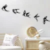 Décorations Murales|Décoration murale en métal noir – hirondelles (lot de 5)