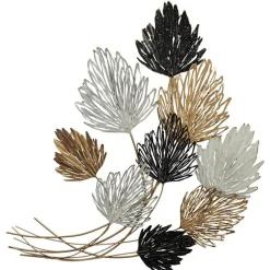 Décorations Murales|Décoration murale en métal feuilles noir, blanc et or
