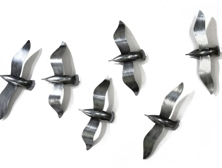 Décorations Murales|Décoration murale Envolée de Mouettes métal argenté