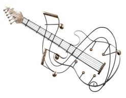 Décorations Murales|Décoration murale guitare métal argenté doré 89x44cm