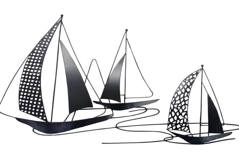 Décorations Murales|Décoration murale moderne 3 voiliers noirs