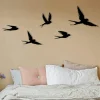 Décorations Murales|Décoration murale métal noir – envolée d'oiseaux (lot de 5)