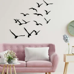 Décorations Murales|Décoration murale nature – oiseaux métal noir (lot de 11)