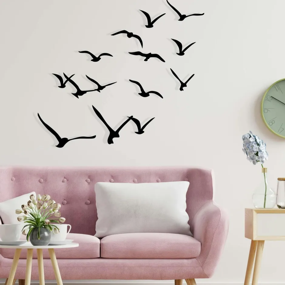 Décorations Murales|Décoration murale nature – oiseaux métal noir (lot de 11)