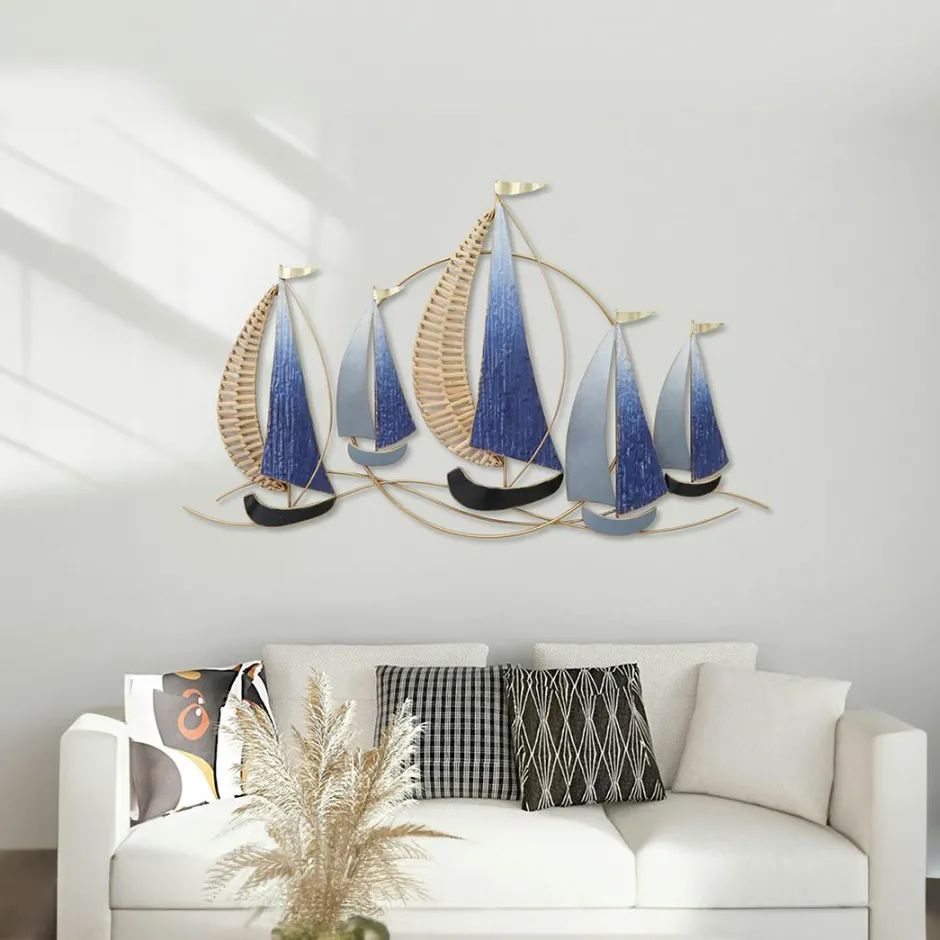 Décorations Murales|Décoration murale régate 5 voiliers bleus