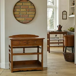 Tradition Meubles De Cuisine·Dessertes / Chariots|Desserte de cuisine Hévéa 2 tiroirs et 2 étagères 88x48x84cm