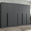 BYRON Armoires En Bois|Meubles De Chambre·Dressings|Dressing 6 portes grises rainurées 3 penderies