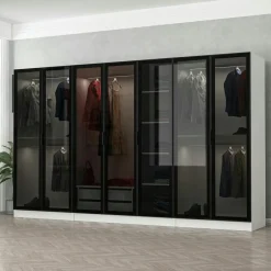 BYRON Armoires En Bois|Meubles De Chambre·Dressings|Dressing design XXL verre noir, cadre anthracite