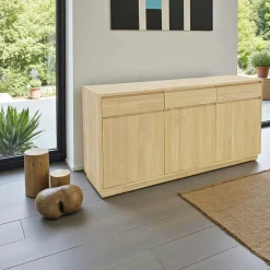 Baltic Buffets Contemporains|Buffets Contemporains|Enfilade / Buffet long Hévéa 3 portes, 3 tiroirs 160x45x81cm