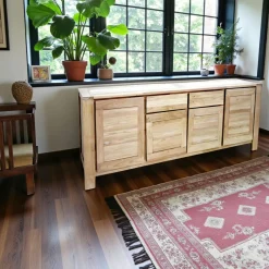 Olga Buffets Contemporains|Buffets Contemporains|Enfilade Hévéa 4 portes, 2 tiroirs 200x45x85cm