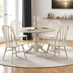 TENA Tables À Manger Rondes|Tables À Manger En Bois|Ensemble salle à manger blanc - scandinave (5 pièces)