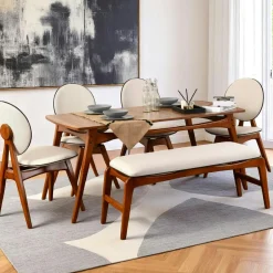 SITIA Tables À Manger Rectangulaires|Tables À Manger En Bois|Ensemble salle à manger vintage - 4 places