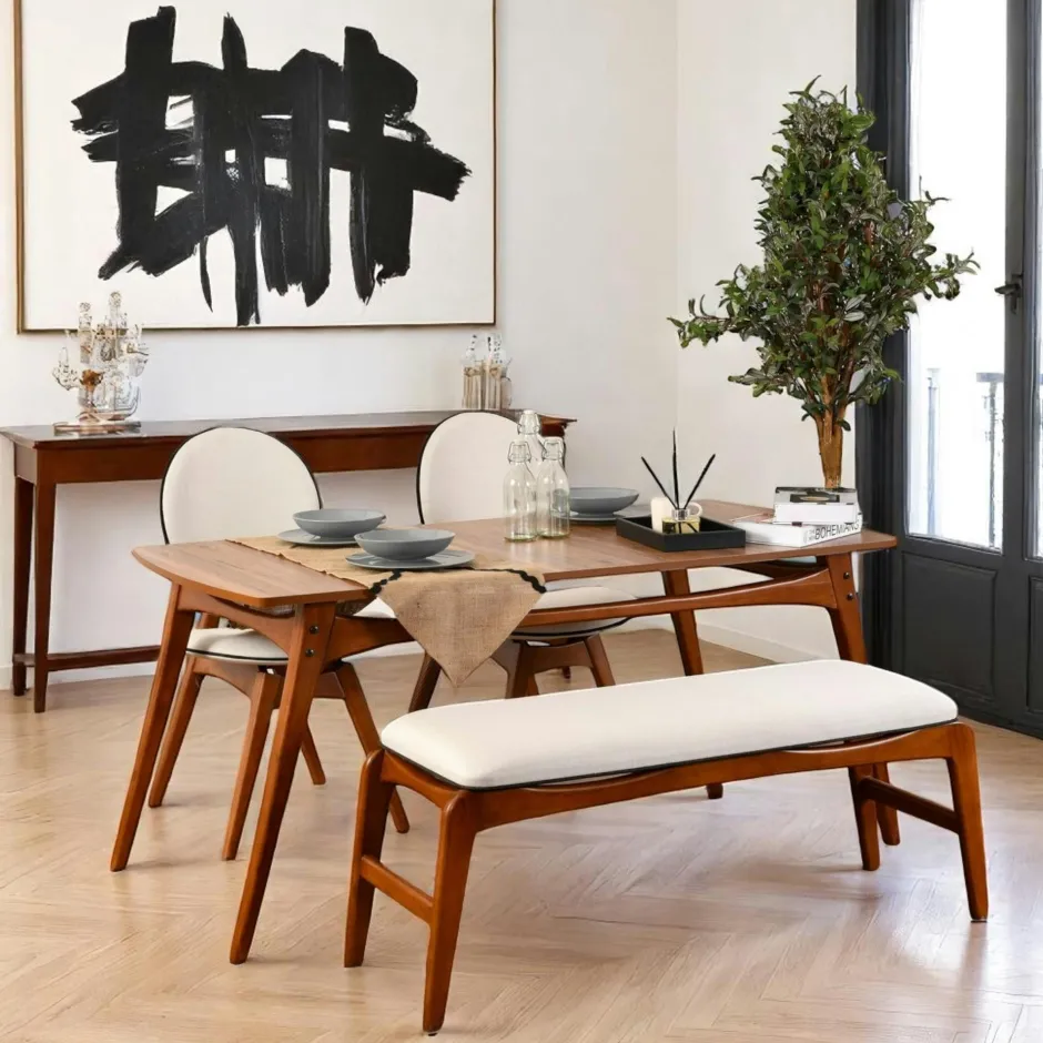 SITIA Tables À Manger Rectangulaires|Tables À Manger En Bois|Ensemble salle à manger vintage - 6 places