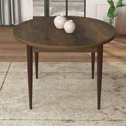 AROLA Tables À Manger Rondes|Tables À Manger En Bois|Ensemble table ronde Ø90 cm + 4 chaises grises à motifs