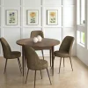 AROLA Tables À Manger Rondes|Tables À Manger En Bois|Ensemble table ronde Ø90 cm + 4 chaises taupe à motifs