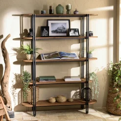 Swing Etagères Industrielle|Etagère 5 niveaux en teck massif L140 x H180 cm