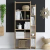 MARFA Bibliothèques En Bois|Bibliothèques En Bois|Etagère colonne effet bois de chêne - 2 niveaux