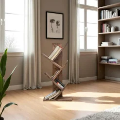 LINARES Meubles De Rangement·Petits Meubles De Rangement|Etagère design en bois - forme arbre, 6 niveaux