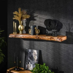 Melbourne Meubles De Salon·Etagères Murales|Meubles De Rangement·Etagères Murales|Etagère murale bois massif bordure naturelle 60 cm
