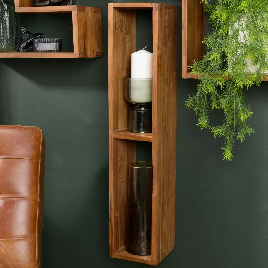 Swing Meubles De Salon·Etagères Murales|Meubles De Rangement·Etagères Murales|Etagère murale en L en bois recyclé de teck