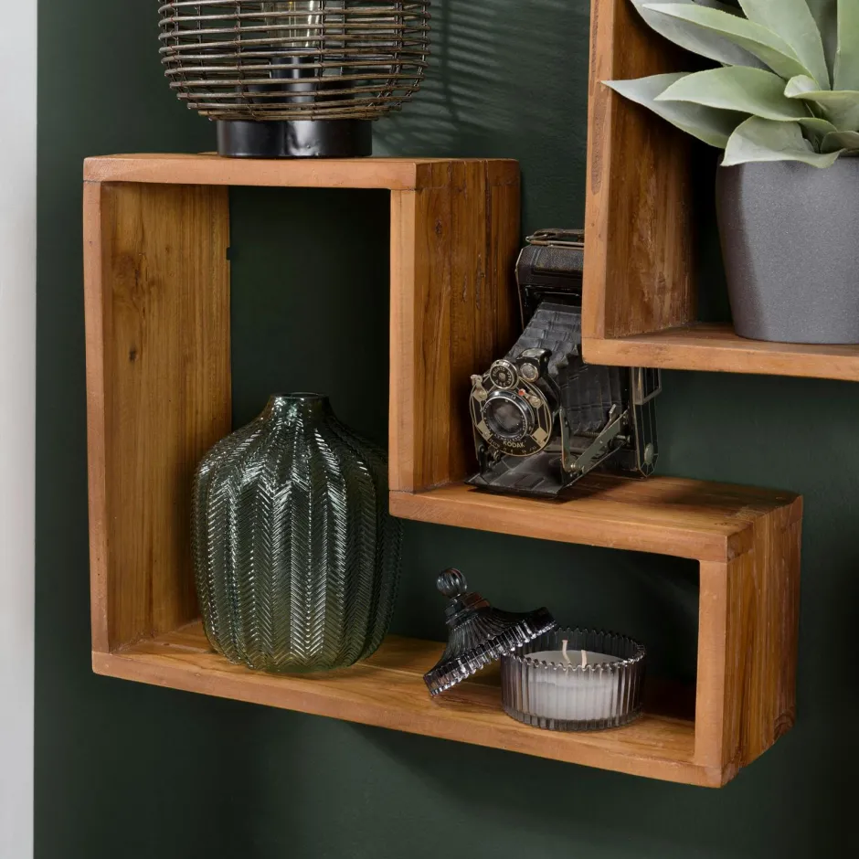 Swing Meubles De Salon·Etagères Murales|Meubles De Rangement·Etagères Murales|Etagère murale étroite en bois recyclé de teck