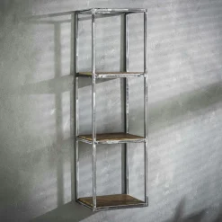 OMSK Meubles De Salon·Etagères Murales|Meubles De Rangement·Etagères Murales|Etagère verticale bois recyclé brut métal vieilli 3 niveaux