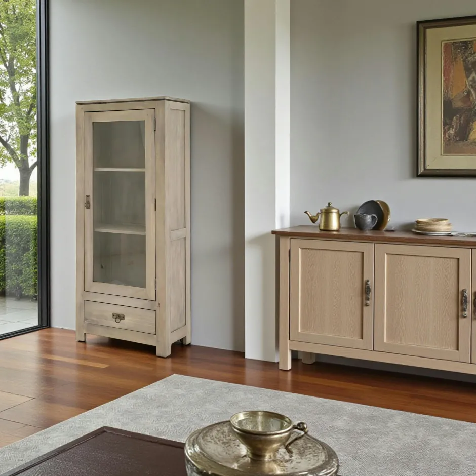 Helena Vaisseliers Contemporains|Vaisseliers Contemporains|Etagère vitrée hévéa 60x140cm