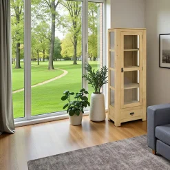 Helena Vaisseliers Contemporains|Vaisseliers Contemporains|Etagère vitrée hévéa 60x170cm