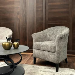 MIRA Fauteuils En Tissu|Fauteuil Cabriolet brun chiné