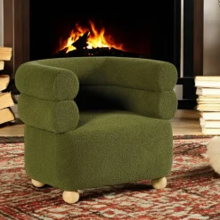 IENA Fauteuils En Tissu|Fauteuil cabriolet design tissu bouclé vert