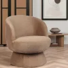 IENA Fauteuils En Tissu|Fauteuil camel pivotant - tissu chenille, style rétro