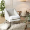 TIM Fauteuils En Tissu|Chaises Bouclettes|Fauteuil club blanc tissu bouclette