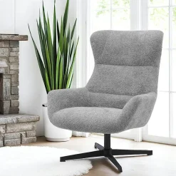 BERLIN Fauteuils En Tissu|Fauteuil confort pivotant en tissu doux gris foncé