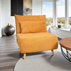 PALAU Fauteuils En Tissu|Fauteuils Convertibles|Fauteuil convertible 1 place moutarde - coussin inclus