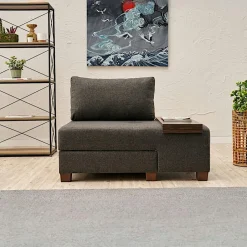 BUZON Fauteuils Convertibles|Fauteuils En Tissu|Fauteuil convertible anthracite chenille, plateau gauche