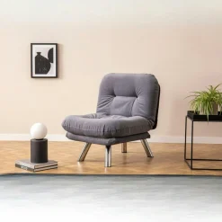 CUSCO Fauteuils Convertibles|Fauteuil convertible banquette beige pieds chromés