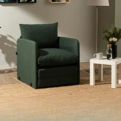 ORURO Fauteuils En Tissu|Fauteuils Convertibles|Fauteuil convertible beige lin 1 place couchage 200 cm