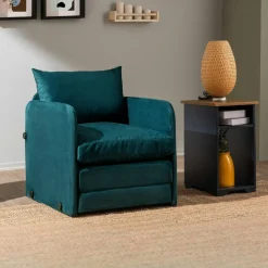 ORURO Fauteuils En Tissu|Fauteuils Convertibles|Fauteuil convertible beige lin 1 place couchage 200 cm