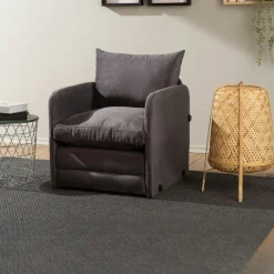 ORURO Fauteuils En Tissu|Fauteuils Convertibles|Fauteuil convertible beige lin 1 place couchage 200 cm