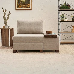 BUZON Fauteuils En Tissu|Fauteuils Convertibles|Fauteuil convertible écru en lin, plateau droit