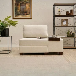 BUZON Fauteuils En Tissu|Fauteuils Convertibles|Fauteuil convertible écru chenille, plateau droit